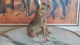 Vintage Austrian Belvedere Vienna Porcelain Boxer Dog Figurine
