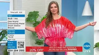 One World Drawstring Waist ShortSleeve Blouse