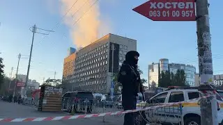 Smoke rises from building after 'drone attack' in Ukraine's capital Kyiv | AFP