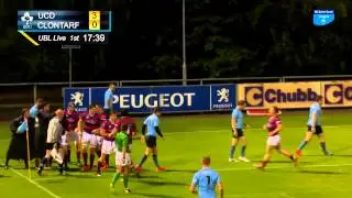 Irish Rugby TV solo try from Mick McGrath for Clontarf v UCD