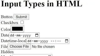 All input types in HTML