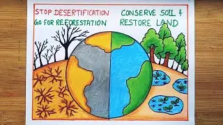Land Restoration, Desertification And Drought Resilience Drawing/ Environment Day Theme Drawing 2024