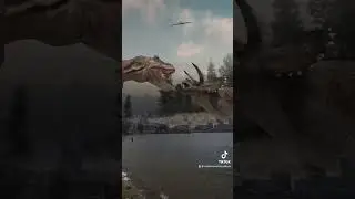 Real Jurassic World! TRex vs Triceratops! #dinosaurs #trex #triceratops #jurassicworld #fight