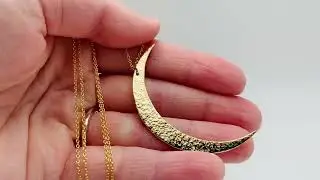 Crescent Moon Necklace Jeweler's Brass Rocky Texture by Klee Angelie Jewelry