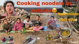 NEPALI STYLE NOODELS PICNIC IN OUTSIDE😍🍜 ||COOKING NOODELS IN OUTSIDE🍜🍜🍜🍜