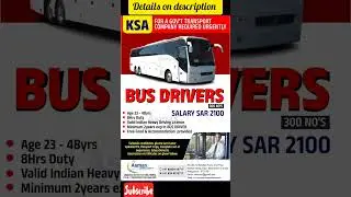 SAUDI ARABIA FOR A GOV'T TRANSPORT COMPANY URGENTLY REQUIRED #busdriverjobs #heavydriverjobs