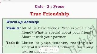 5th standard English-True Friendship-Lesson, Exercise and Comprehension explained in kannada