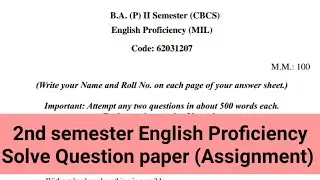 sol du B.A programme English Proficiency question paper 2nd semester solved (Assignment) 2021