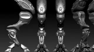 ZBrush Sci Fi Robotic Leg Sculpt - How To Modeling Timelapse Step by Step