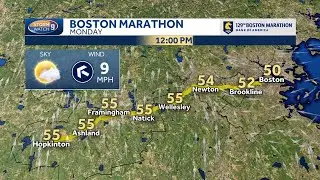 Hour-by-hour forecast for the conditions along Boston Marathon course