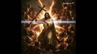Jesus faces countless demons, light defeating darkness.  #Jesus #SpiritualBattle  #LightVsDarkness
