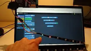 Controlant una Tira de Neop&iacute;xels connectada a la micro:bit amb Microblocks