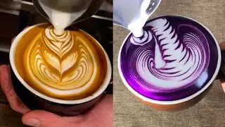 Amazing Latte Art Tutorials 2020 ep. 6 Frame Wing Rosetta and other. Уроки Латте арт. Роспись.