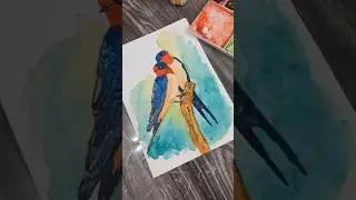 beautiful Swallow Bird's painting in watercolour 🕊️🐦#watercolorpainting #birds #painting