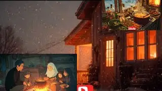 Cozy winter| winter snow scene snow fireplace-ASMR| Blue Chery animation video#asmr#snowfall#snow 