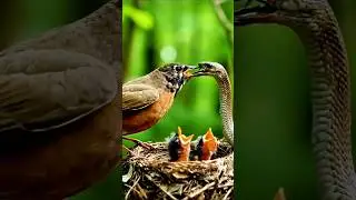 Mother Bird Fights Snake to Protect Her Chicks 🐦🐍 | Most Beautiful Animals in the World | #shorts