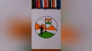 Indian flag drawing | Independence day drawing | Republic day drawing | Scenery drawing 