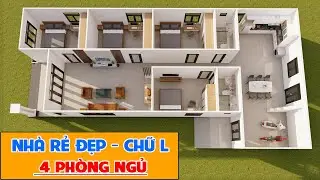Chia sẻ mặt bằng nhà cấp 4 chữ L 4 phòng ngủ rẻ đẹp | Kiến Trúc Nhà Việt