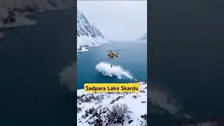 Helicopter Lands at Skardu's Frozen Sadpara Lake ❄️🚁 | Extreme Snowfall Landing! #gilgitbaltistan