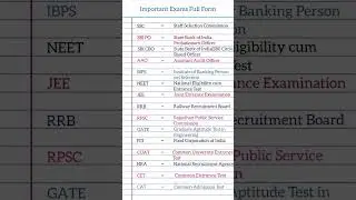 Important exam's full form | SSC | NEET |..#important #fullform #exam #ssc #neet2023 #shortvideo