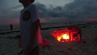 Cape San Blas Time-lapse of building a fire on the beach.  4k video