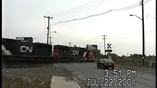 CN Freight Train at Merritton in 2001 with DW&P GT and CV Boxcars