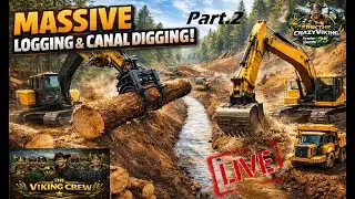 THE VIKING CREW BUILDS a FORESTRY ROAD to the LAKE ! PART2  CO-OP Lake Expansion | FS25