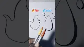 how to draw a 🔥fire and 💦 water drawing #drawing4kids #tranding #drawing #painting #virelshorts