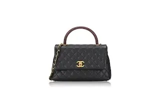 Chanel Caviar Lizard Handle Small Coco Handle Flap Bag Black