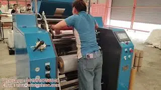 Fully automatic stretch film and cling film rewinding machine  running  on site #wintech #rewinder