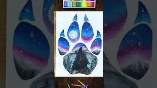 #Short/Wolf howling at the moon / Easy Oil Pastel Drawing