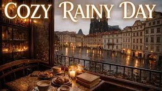 Cozy Rainy Caf&eacute; Ambience ☕🌧️ | Relaxing Piano, Candlelight & Old Town View (No Talking)
