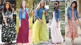Denim jacket styling ideas ||Full Length  Dress with Jacket || Style jacket in Trendy New Ways