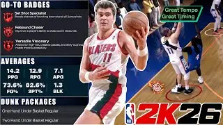 THIS 7'3 TRAILBLAZERS ARVYDAS SABONIS BUILD is an AUTOMATIC TRIPLE-DOUBLE in RANDOM REC on NBA 2K26!
