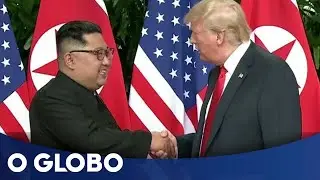 O aperto de mão entre os 'inimigos' Kim Jong-un e Donald Trump
