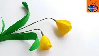 DIY Duplex paper flowers |How to make Yellow bell flowers with Crepe Paper|Origami or crepe art