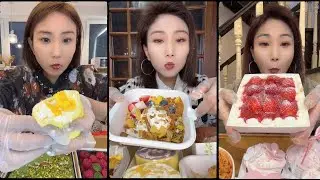 asmr mukbangasmr/kwai dessert mukbang,/mochi eating,creperoll cake chocolate #asmr