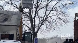 Drone video: Part of Wyoming apartment building demolished after fire