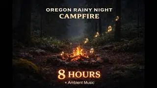 Oregon Rainy Night Campfire 🔥🌲 | 8 Hours with Soft Ambient Music & Forest Sounds