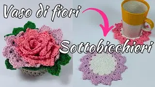 Vaso di fiori che si trasforma in sottobicchieri | Tutorial uncinetto passo passo per principianti