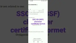 SSC GD (BSF)🥰 character certificate formet 💪💪