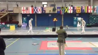 William Deary (ENG) VS Karan Gurjar (IND) - Commonwealth Junior Fencing Sabre 2015 - last 3 points