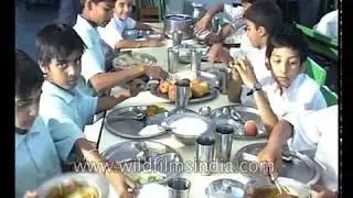 Lunch-time at a school in India, circa 1980's