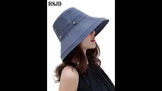 2019 new women summer wide brim cotton linen sun bucket hat fashion casual solid color female anti