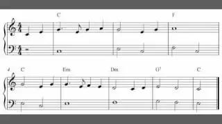 Michael Row The Boat Ashore, easy piano sheet music for beginners
