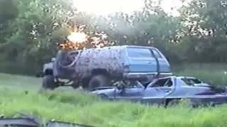 HUGE SUBURBAN CRUSHES CAR FLAT      BY M N M OFF ROAD TEAM