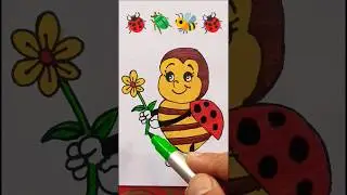 Satisfied Creative 🐝 drawing #draw #brush #colors #bee #flower#art#viral#shorts