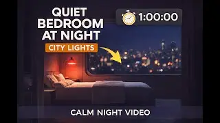 Quiet Bedroom at Night with City Lights (Red Lamp, 1 Hour)