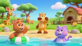 Safari Farm Friends Swim Song | Nursery Rhymes & Kids Songs | Animals, Water Play & Friendship