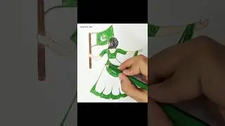 Pakistan Independence Day drawing | Artsyfariha #14august #independenceday #14augustvideo #art #draw